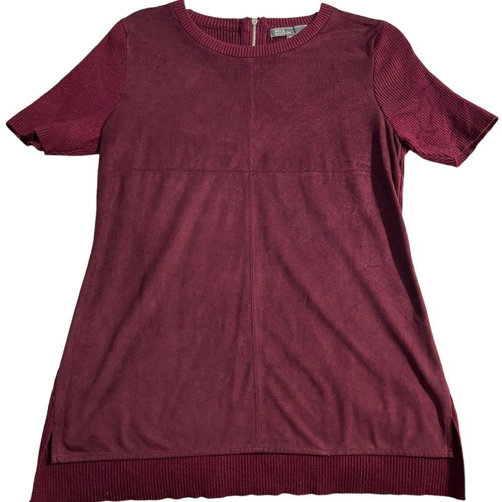89th & Madison Burgundy Suede Front Sweater Sz M